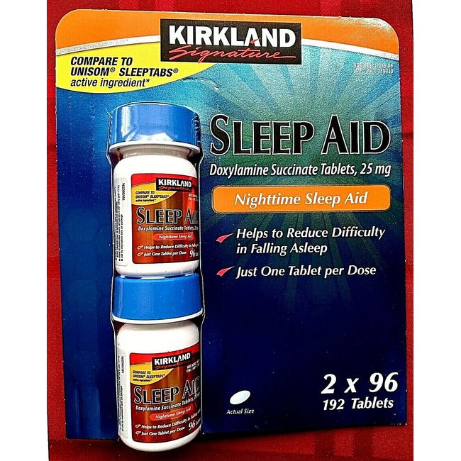 Kirkland Signature Sleep Aid Doxylamine Succinate 25 Mg 192 Tablets EXP 01/2026