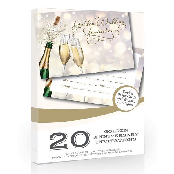 Olivia Samuel 20 x Golden Anniversary Invitations from Ready to Write - Envelopes Included