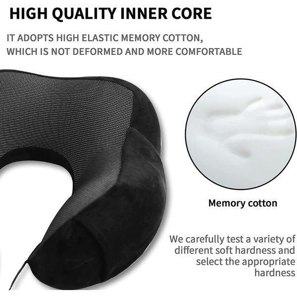 Cozy BoSpin Portable Travel Pillow - Memory Foam Neck Pillow Support Pillow,Perfect Luxury Compact & Lightweight Quick Pack for Camping,Sleeping Rest Cushion (Black)