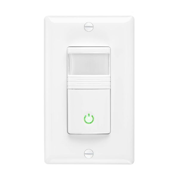 Maxxima Occupancy Vacancy Motion Sensor PIR Wall Switch, 3-Way or Single Pole Wall Plate Included, Commercial or Residential, 120-277V