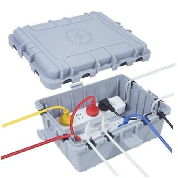 Large Outdoor Electrical Box Waterproof, Extension Cord Cover Weatherproof Grey