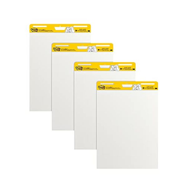 Post-it Super Sticky Easel Pad, 25 x 30 Inches, 30 Sheets/Pad, 4 Pads, Large White Premium Self Stick Flip Chart Paper, Super Sticking Power (559-4)