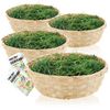 COM-FOUR® 4x Easter baskets with decorative grass and egg colors - Easter baskets with green grass - raffia basket with Easter grass (Set nature brown 2)