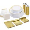 175PCS Gold Disposable Dinnerware Set (25 Guests), Plastic Plates for Party, Wed