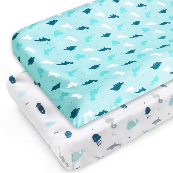 Changing Pad Cover for Boys Girls 2 Pack, Comfy & Breathable Changing Table Cover for 32''x16" Changing Table Pads, Diaper Changing Pad Cover, Aqua