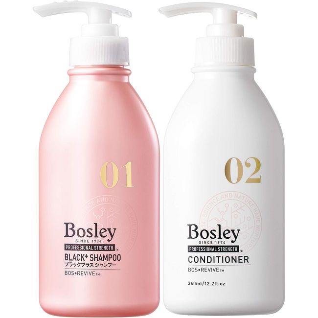 Shampoo &amp; Conditioner [Black Shiny Hair] Floral Herb Scent Bosley Black Plus 360ml x 2