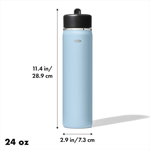 OXO Strive 24oz Wide Mouth Water Bottle with Straw Lid - Topaz Blue