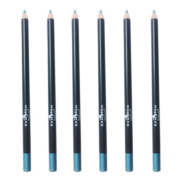 Italia Eyeliner Pencil Sky Teal Color 6pcs Creamy  Vivid Color 7" w/ sharpener