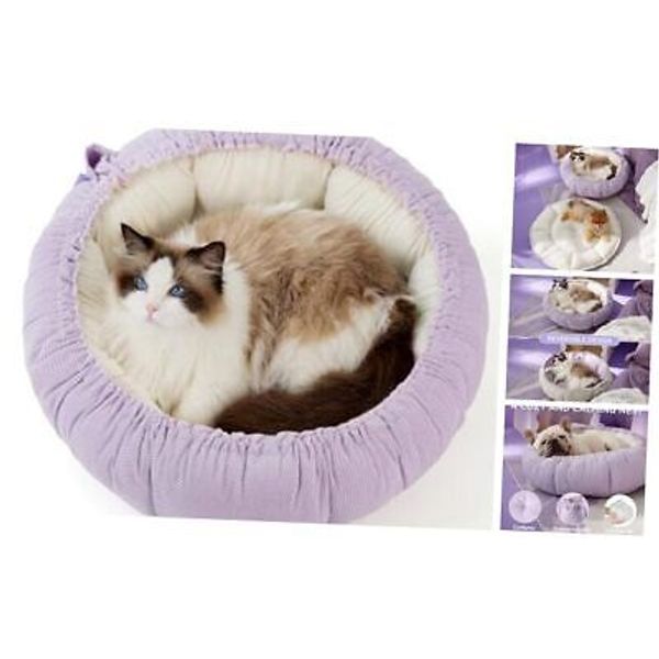 Lesure Cat Beds for Indoor Cats - Washable Cute Cat Beds with Small Purple