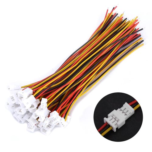 20pcs JST Connector, Micro JST 1.25mm 3 Pin Male Female Connector Plug with Wires Cables