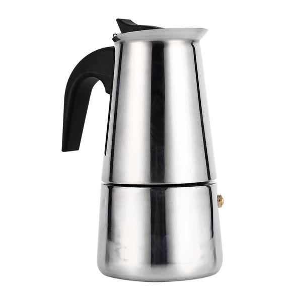 Espresso Coffee Maker, 2/4/6/9 Cups Portable Stainless Steel Moka Pot Italian Espresso Coffee Shot Maker for Gas, Stovetop and Induction Cookers(4 Cups - 200ml)