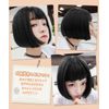 Bob Wig, Short, Black, Straight, Full Wig, Cross-Dressing, Bangs, Women's, Natural, Heat Resistant, Wig, Harajuku, Lolita, Wig, Girls, Everyday Use, Wig Net Included, Black