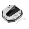 X AUTOHAUX Universal Motorcycle Kickstand Pad CNC Side Stand Silver Tone