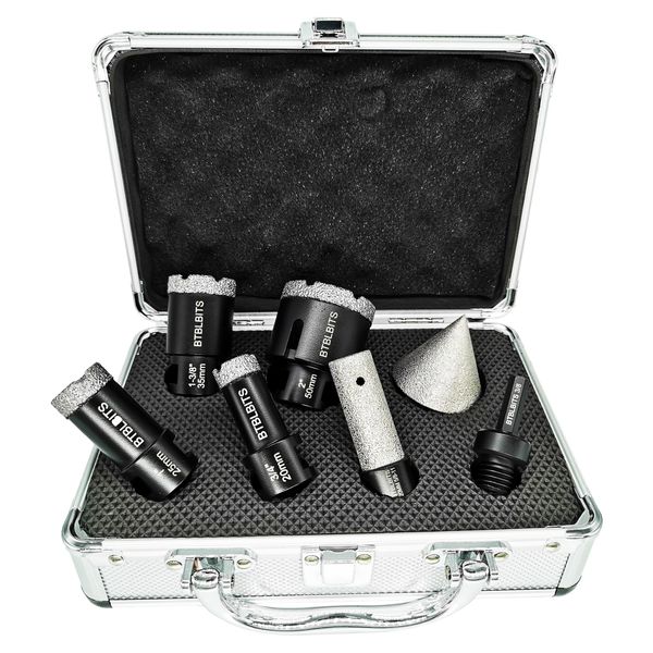 7pcs Diamond Core Drilling Bit Set Tile Hole Saw Kit For Ceramic Marble Masonry
