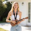 S&loyoe No-Drill Clip-On Ukulele Strap Adjustable Button-Free Neck Sling Strap for Ukulele (Checkered)