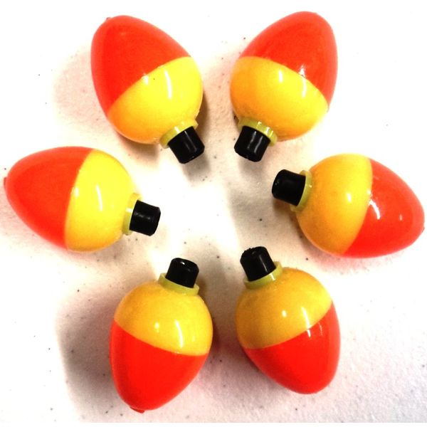 Plastilite 3/4" Pear-Shaped Orange/Yellow Ice Bobber - 6 Pack - Easy to See #50PB2PF