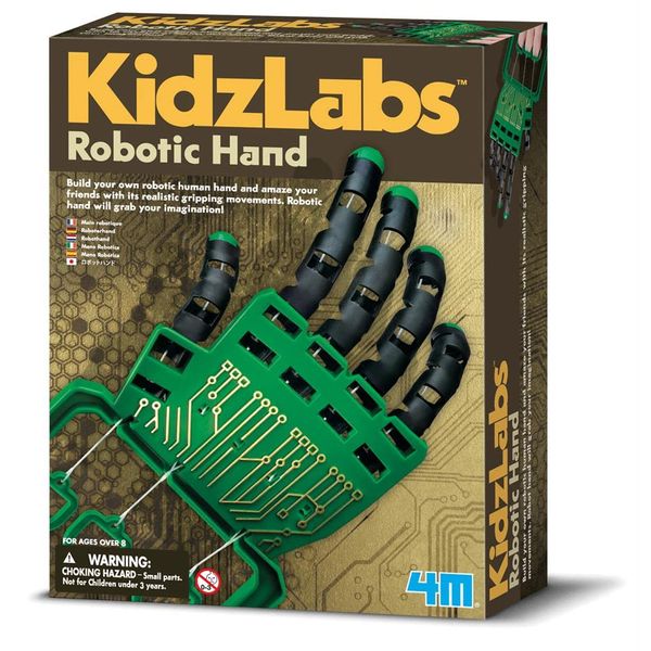 4M KidzLabs Robotic Hand, Build your own robotic hand with realistic gripping movements, grab your imagination, a Science Kit for Kids 8+