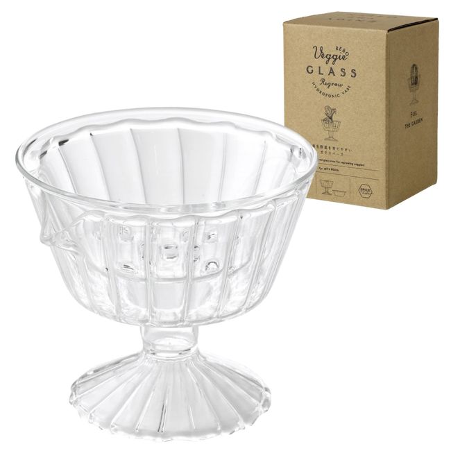 SPICE OF LIFE KEGY2111 Re-harvesting Ribo Veggie Glass Cup, Small, Recycled Vegetables, Eco-friendly, Hydroponics, Easy to Change Water, Diameter Approx. 3.5 inches (9 cm)