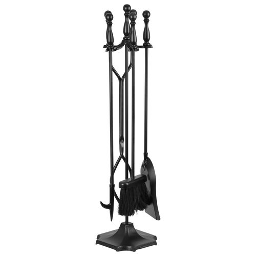5 Pieces Fireplace Tools Sets Wrought Iron Firewood Kit w/ Handle Durable Tools