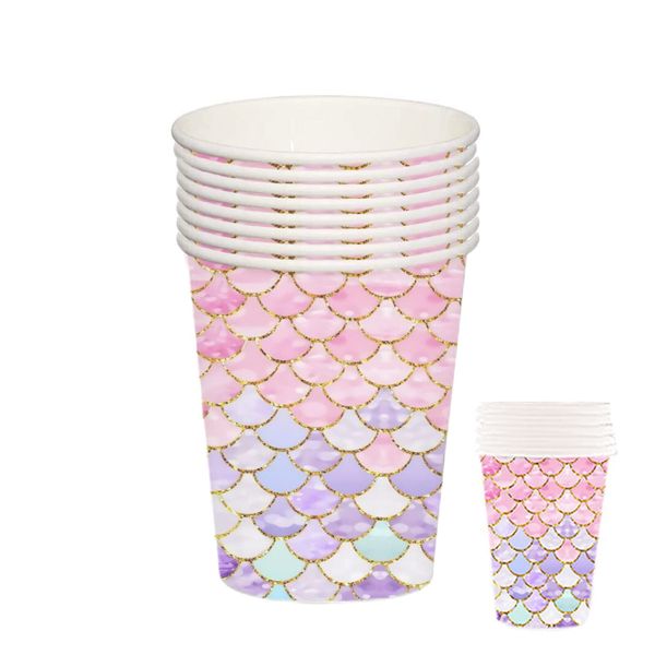 16pcs Magical Mermaid Party Paper Cups,Mermaid Birthday Party Paper Cups Mermaid Themed Party Supplies for Kids Girls Birthday Baby Shower Mermaid Themed Party Pack Bundle Mermaid Dinner Dessert