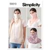 Simplicity Gaiter and Scarf Face Mask Packet, Code 9313 Sewing Pattern, One Size, White