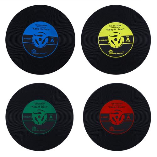 NUOLUX Coaster Coasters Silicone Coaster Set of 4 Stylish Record Anti-slip