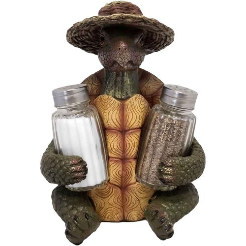 DWK Animal Holder with Salt And Pepper Shaker Set (3 Piece) | Kitchen Décor and Accessories | Salt and Pepper Shakers | Home Décor | Home Decorations… (Tortoise)