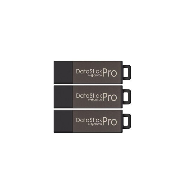 Centon DataStick Pro USB 2.0 Flash Drive 16GB x 3, Grey (S1-U2P5-16-3)