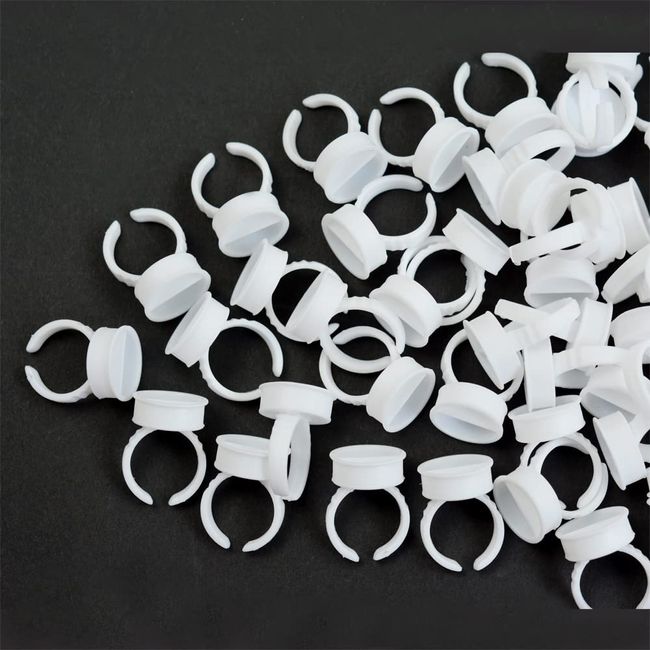 100 Pieces Eyelash Glue Holder Rings Cups Pigment Rings False Eyelashes Extensions Beauty Tool (White L)