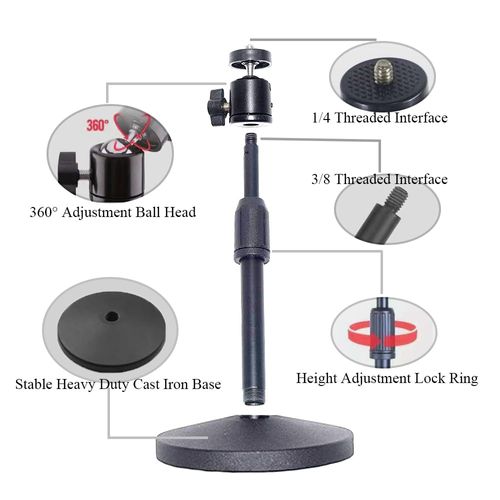 HANTAQ Desktop Mini Video Projector Stand Mount, Angle Adjustable Mini Projector Stand with 1/4in Mounting Screw, with 360°Rotatable adapter for Projector CCTV DVR