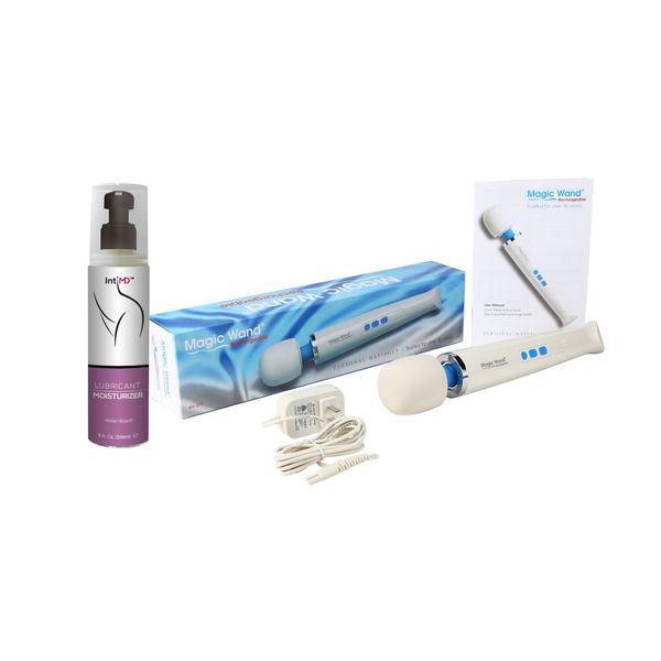 Magic Wand Rechargeable Cordless Viva Kit Therapeutic Personal Massager Includes IntiMD Massaging Moisturizer 8oz