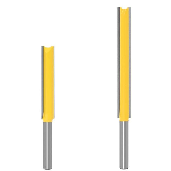 Bestgle Carbide Straight Bit, 0.25 inch (6.35 mm) Shank Mortise Cutter, 2 Pieces (2.0 + 3.0 inches (50 + 76 mm), Extended Long Straight Trimming Knife, Carbide Blade Router Bit, Woodworking Router Bit