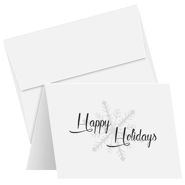 2024 Happy Holidays Greeting Cards and Envelopes, Minimalist Snowflake Design, Christmas Xmas New Year Greetings, Business, Party Invitations and Thank You Cards – 5" x 7" (A7 Size) – 25 per Pack