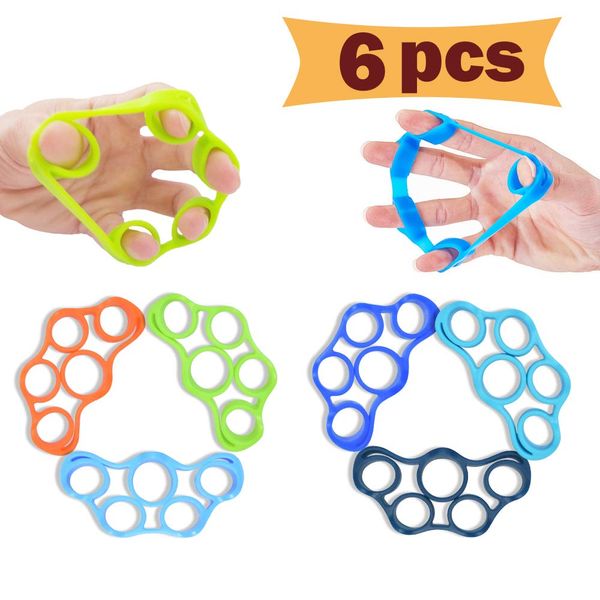 Pnrskter Hand Grip Strengthener, Finger Exerciser, Grip Strength Trainer (6 PCS),New Material,Forearm Grip Workout, Finger Stretcher, Relieve Wrist Pain, Carpal Tunnel. (Finger Exerciser)