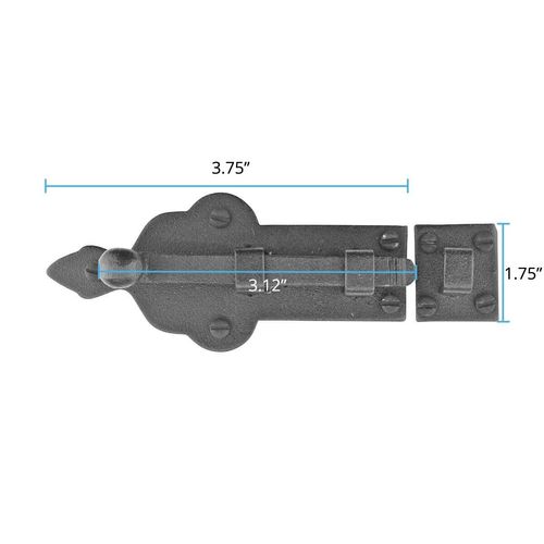 Renovators Supply Slide Bolt Door Latch 3 3/4 in Black Ball Tip Style Latch Bolt
