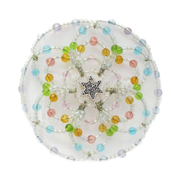 Beaded Kippah for Women - Rain and Rainbow
