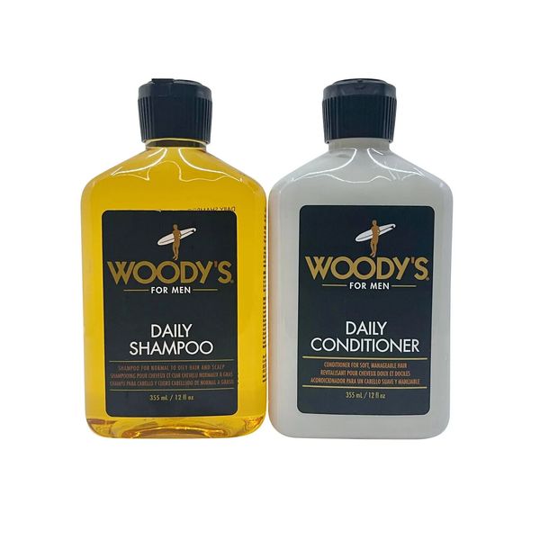 WOODY'S Quality Grooming For Men Daily Shampoo And Conditioner Set Paraben Free