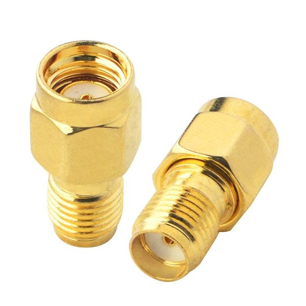 BOOBRIE RP-SMA Connector (Reverse Polarity SMA), SMAJ to RP-SMAP Coaxial Connector, SMA Adapter Connector, 50Ω WiFi Antenna, Wireless LAN, Goggles, FPV Drone, Signal Booster, 2 Pieces