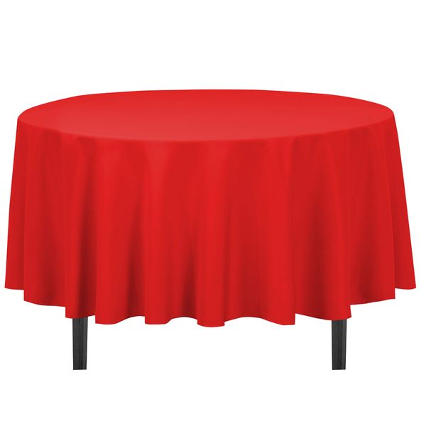 LinenTablecloth 90-Inch Round Polyester Tablecloth Red