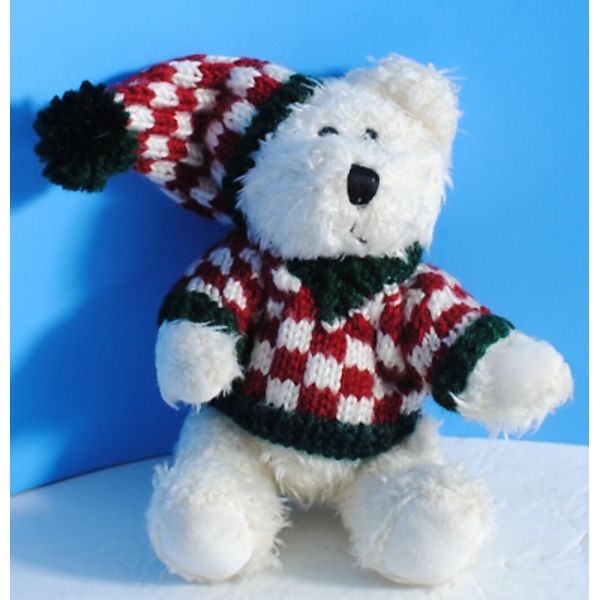 Vintage Hugfun International Teddy Bear Jointed Knitted Sweater Hat 7" Plush