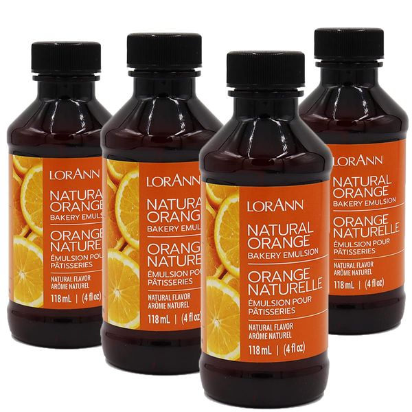 LorAnn Orange Bakery Emulsion, 4 ounce bottle - 4 pack