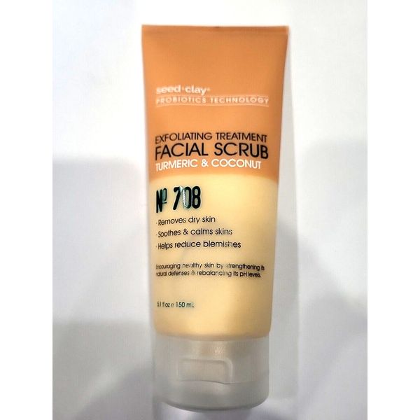Seed-Clay Probiotics Technology, Exfoliating Facial Scrub Turmeric and Coconut