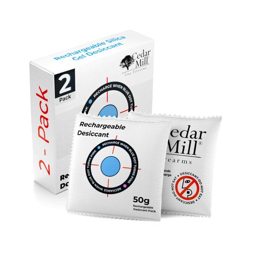 Cedar Mill Fine Firearms Gun Safe Dehumidifier – 50g Rechargeable Desiccant Packs - Reusable Moisture Absorbers for Pistol Cases, Firearms, Closet, Car - Pack of 2