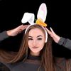 Shiny Carrot Easter Bunny Ears Headband in White