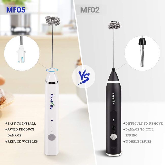 FoodVille MF05 Rechargeable Milk Frother USB Charging Handheld Foam Maker  with Stainless Balloon Whisk for Cappuccino, Latte, Bulletproof Coffee,  Keto