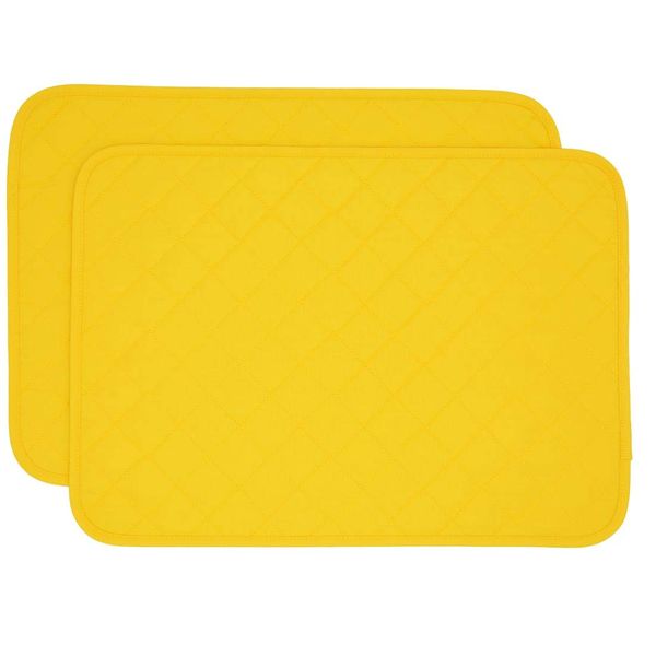 Sweet Pea Linens Solid Bright Yellow Quilted Rectangle Placemats - Set of Two