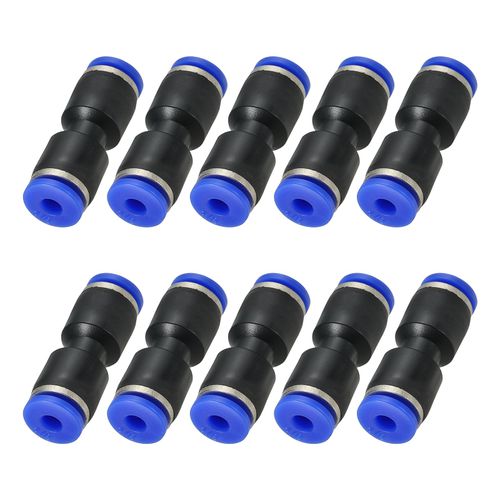 PATIKIL 1/8 Inches Push to Connect Fittings, 5Pcs Plastic Air Line Hose Fitting Quick Release Pneumatic Connectors Straight Union Two Way Coupler for Tube, Blue