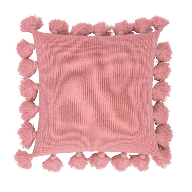 OiseauVoler Knitted Cushion Cover Tassel Body Pillow Cover Home Decor Office Sofa Room Decor 45 x 45cm Pink