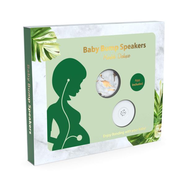 Baby Bump Headphones Marble Deluxe, Plays and Shares Music, Sound and Voices to The Womb, Prenatal Speaker, Including bebon Tunes APP (Marble Gold)