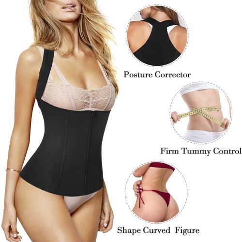 URSEXYLY Women Back Braces Posture Corrector Waist Trainer Vests Tummy Control Body Shapers for Spinal Neck Shoulder and Upper Back Support (3XL, Black)